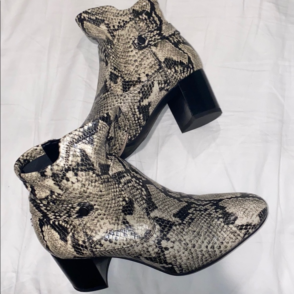 faux snake skin ankle boots